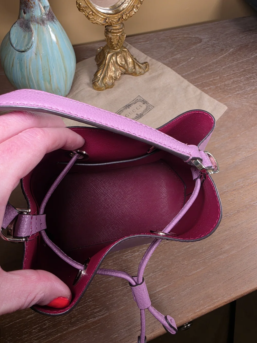 kate spade New York Eva Lavender Mauve Pebbled Leather Bucket Crossbody ($329)